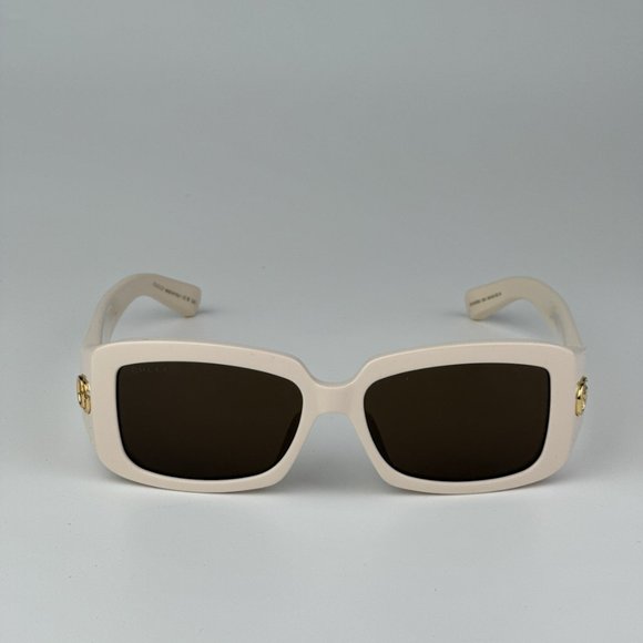 Gucci GG1403SK 004 BRAND NEW Sunglasses Ivory Brown Unisex Rectangle - Picture 8 of 14